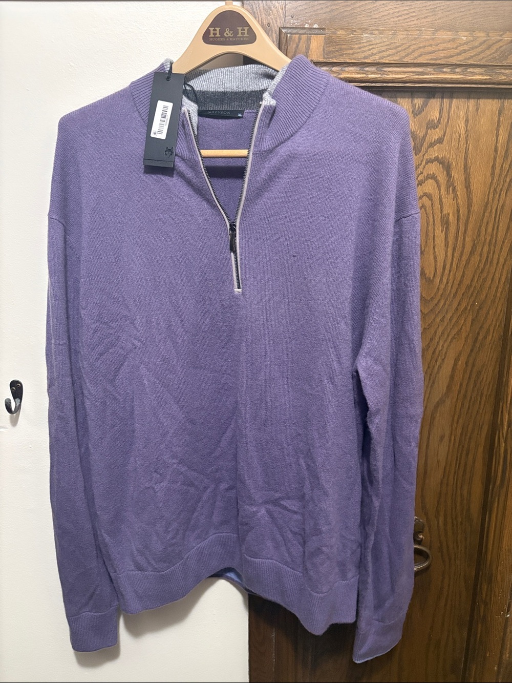 NWT Greyson Purple V-Neck Half-Zip Sweater